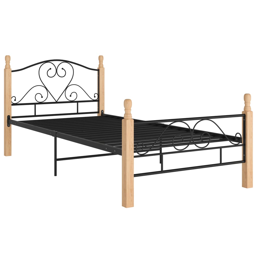 vidaXL Estructura de cama sin colchón metal negro 100x200 cm