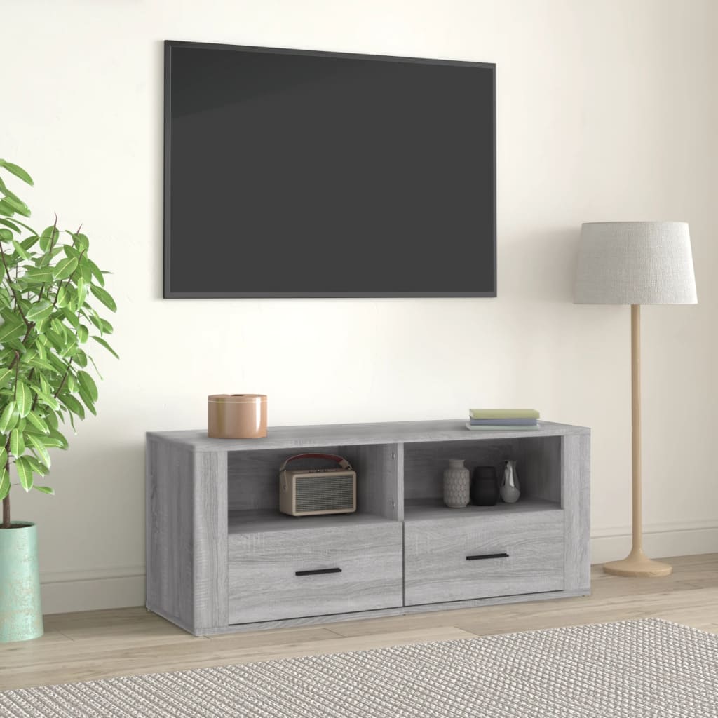 vidaXL Mueble de TV madera contrachapada gris Sonoma 100x35x40 cm