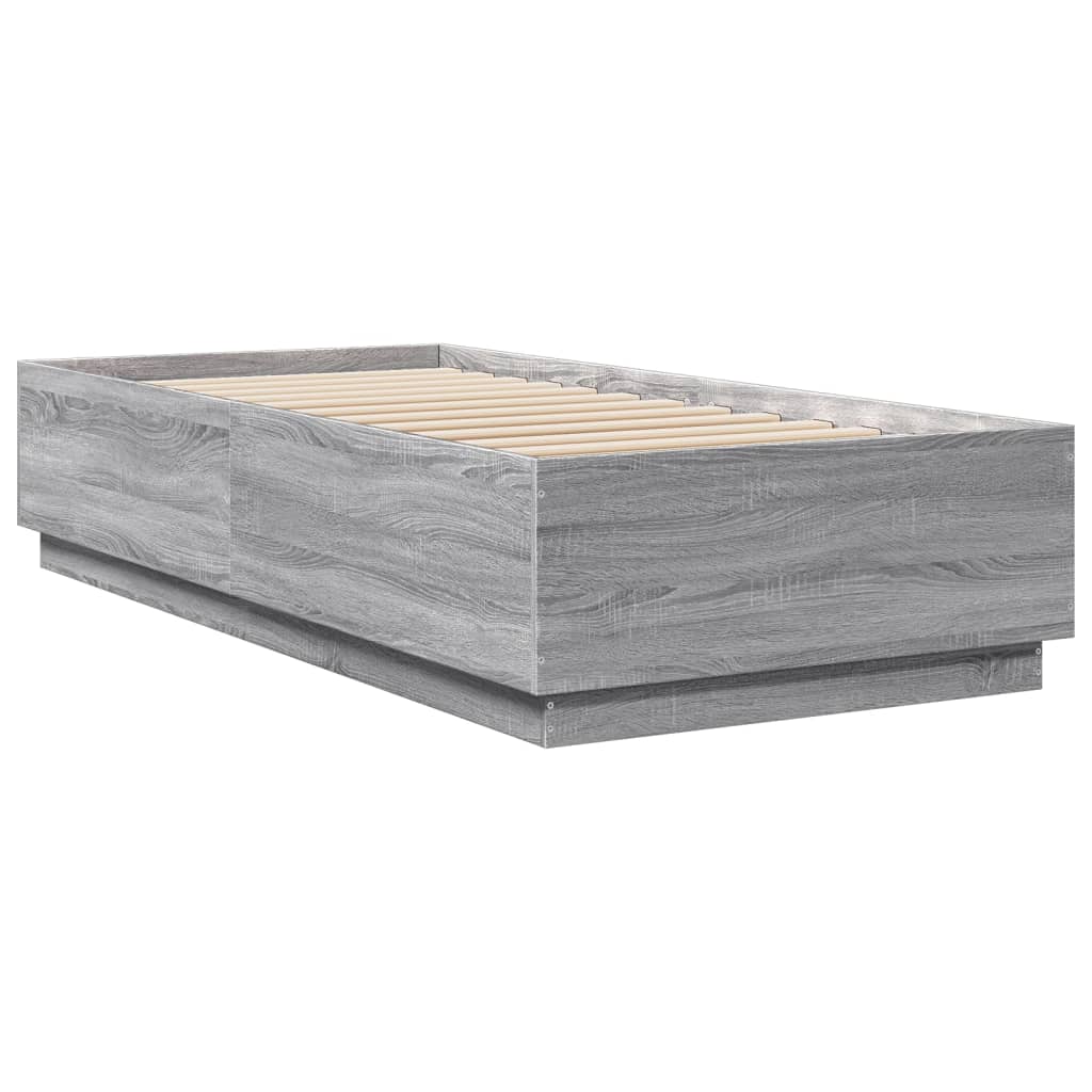 vidaXL Estructura cama con luces LED madera gris Sonoma 100x200 cm