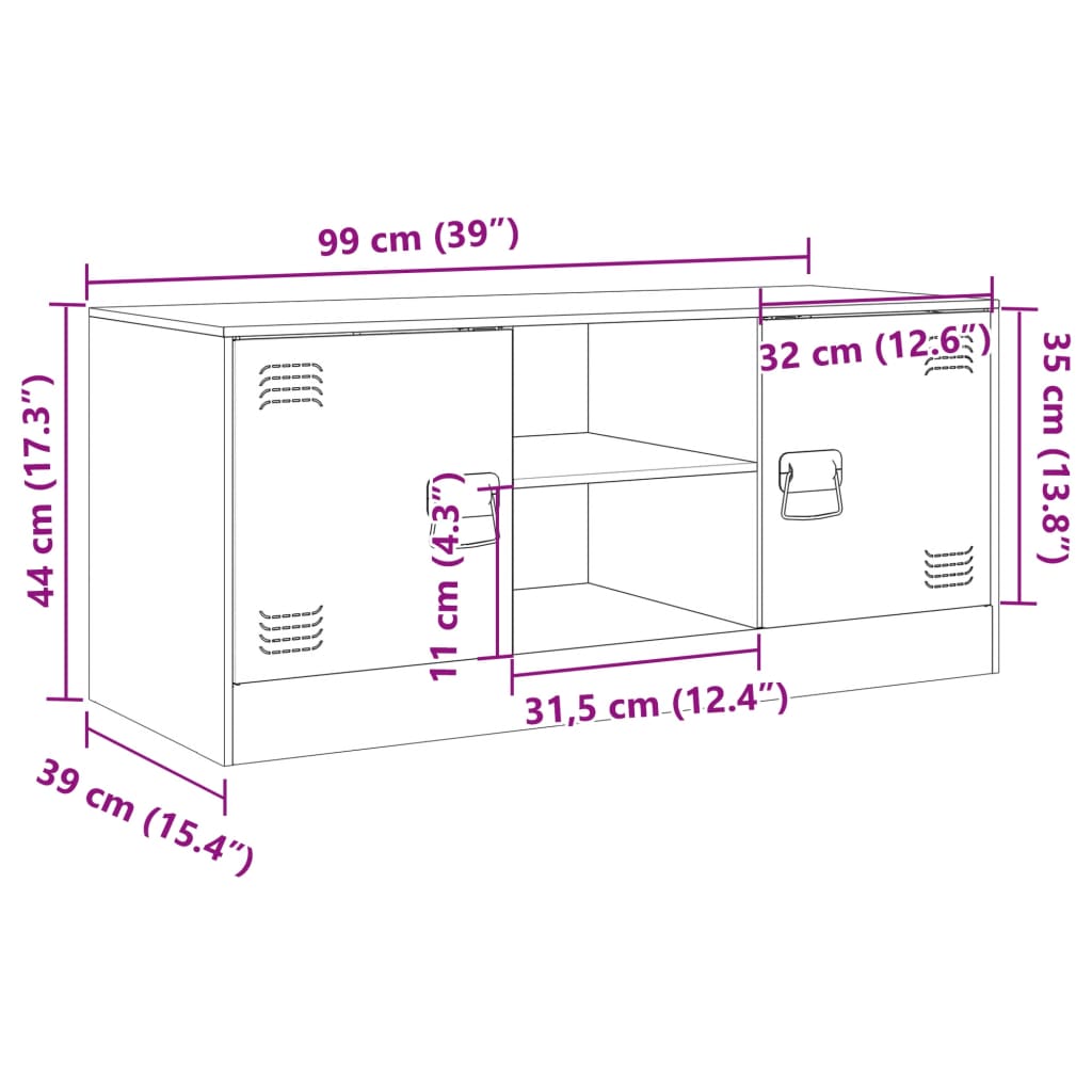 vidaXL Mueble para TV de acero amarillo mostaza 99x39x44 cm