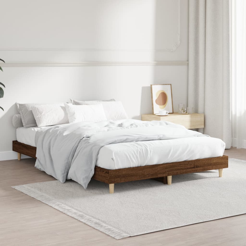 vidaXL Estructura de cama madera de ingeniería marrón roble 120x190 cm