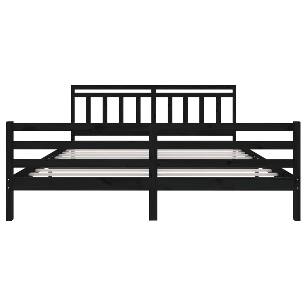 vidaXL Estructura de cama de madera maciza negra 200x200 cm