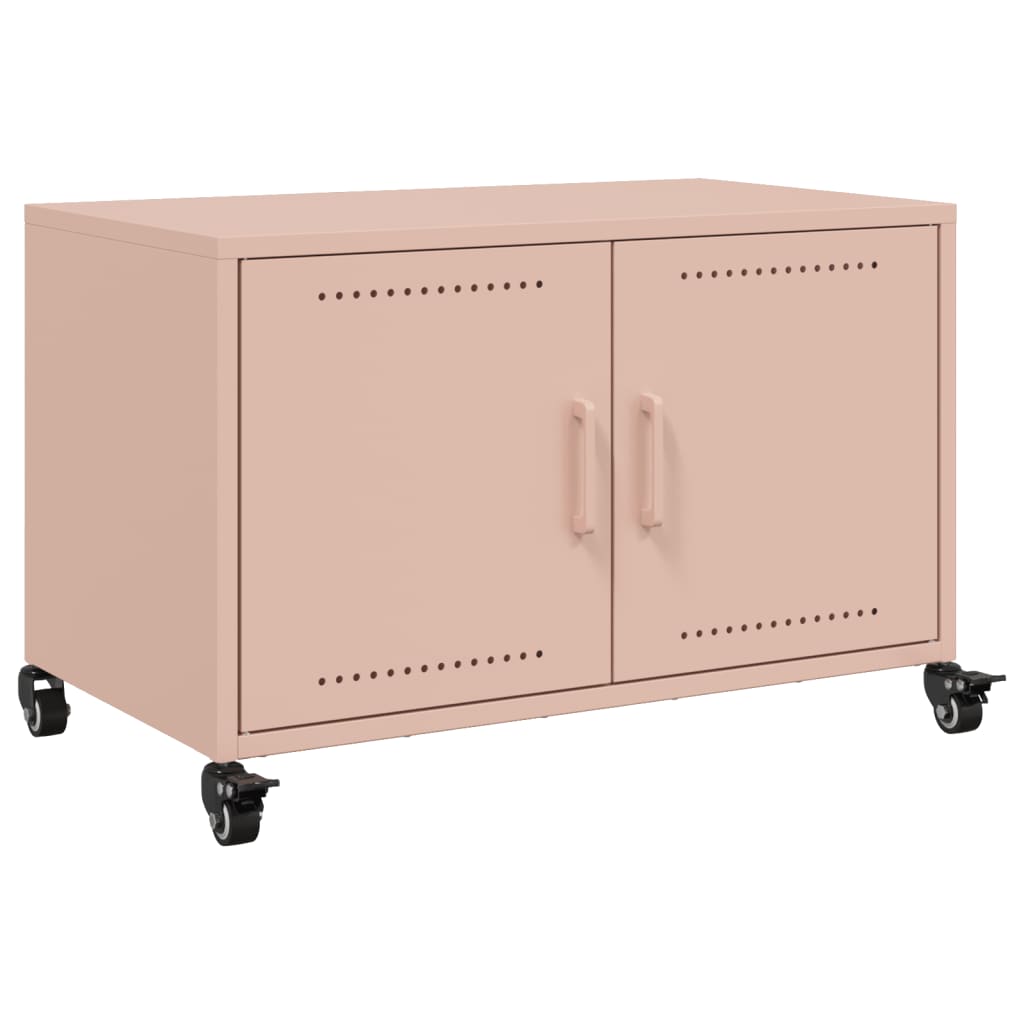 vidaXL Mueble de TV acero rosa 68x39x43,5 cm