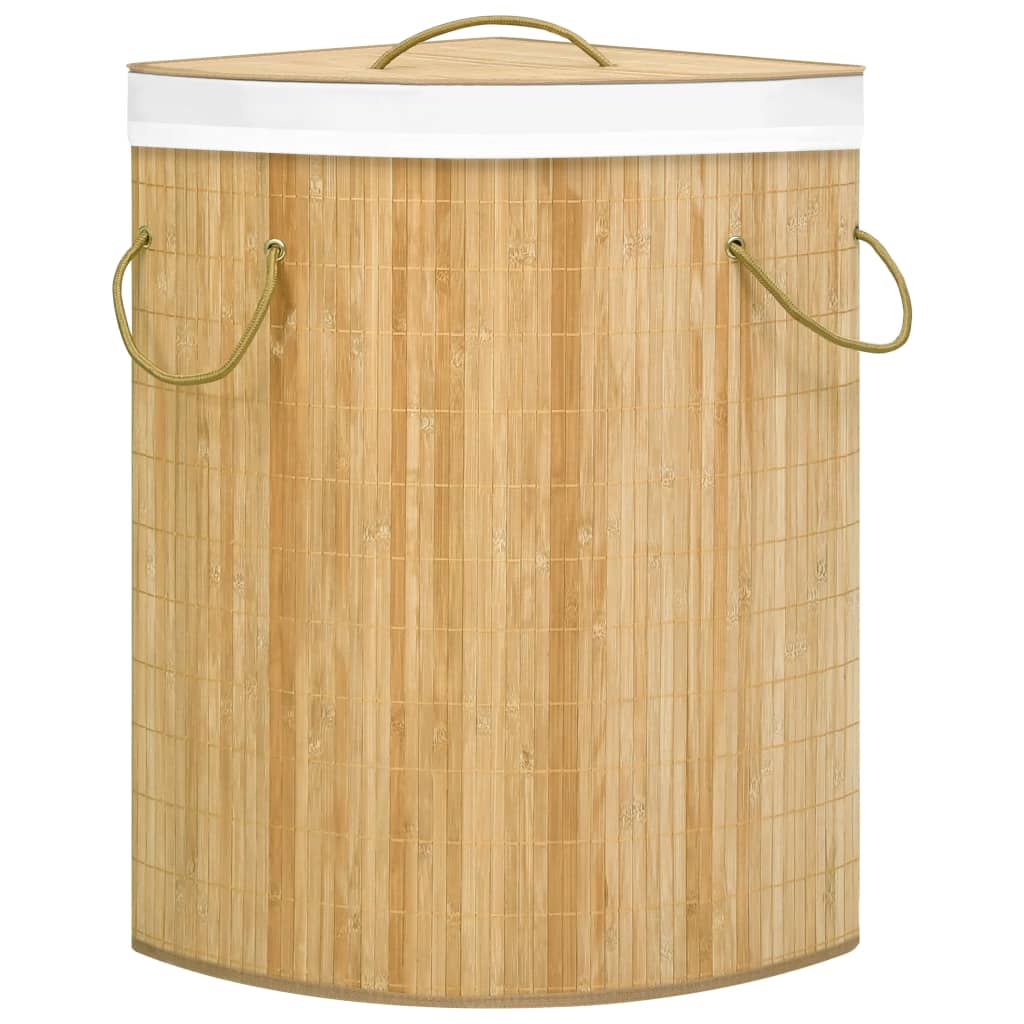 vidaXL Cesto de ropa sucia de esquina de bambú 60 L 