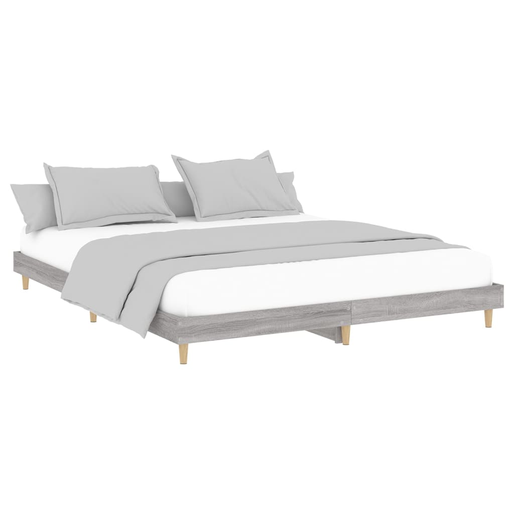 vidaXL Estructura de cama madera de ingeniería gris Sonoma 160x200 cm