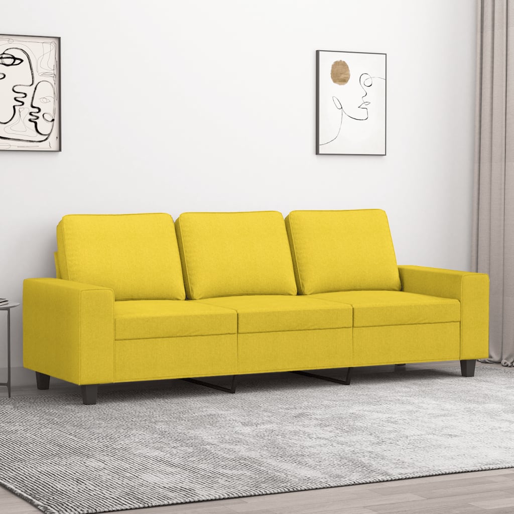 vidaXL Sofá de 3 plazas de tela amarillo claro 180 cm