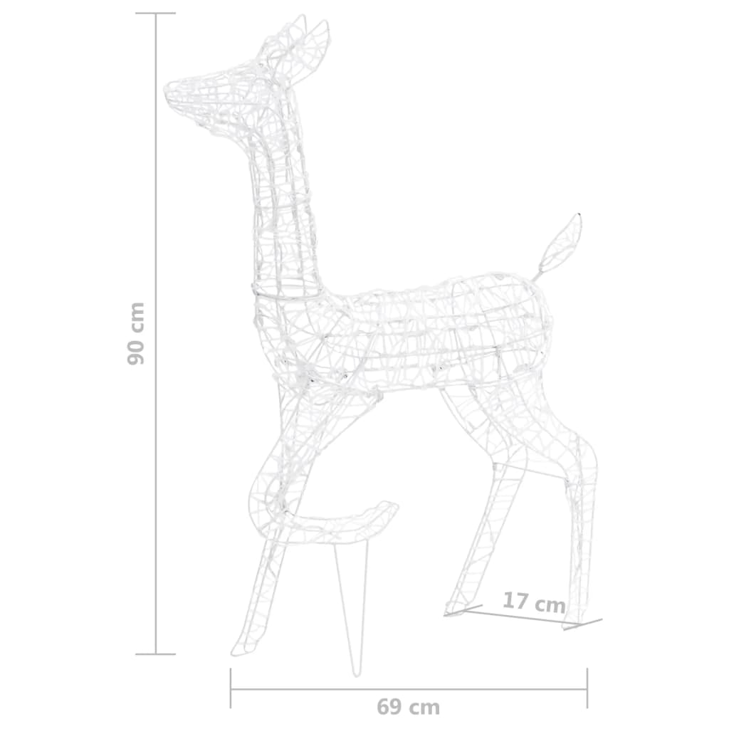 vidaXL Familia de renos de Navidad acrílico 300 LEDs blanco cálido