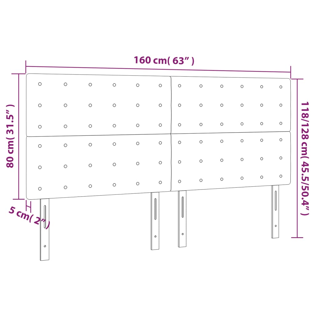 vidaXL Cabecero con luces LED terciopelo negro 160x5x118/128 cm