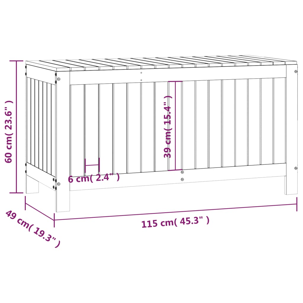 vidaXL Caja de almacenaje jardín madera pino marrón miel 115x49x60 cm