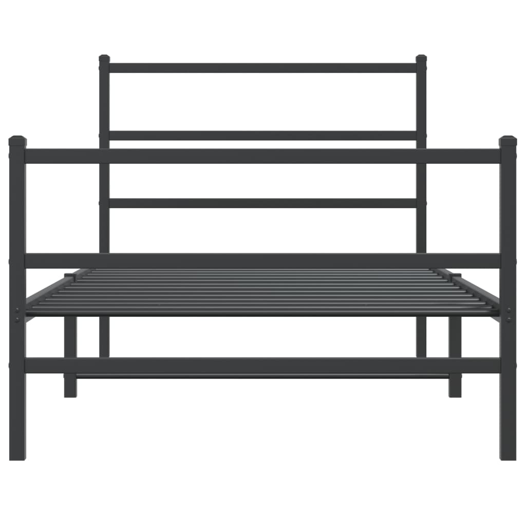 vidaXL Estructura cama sin colchón con estribo metal negro 100x190 cm