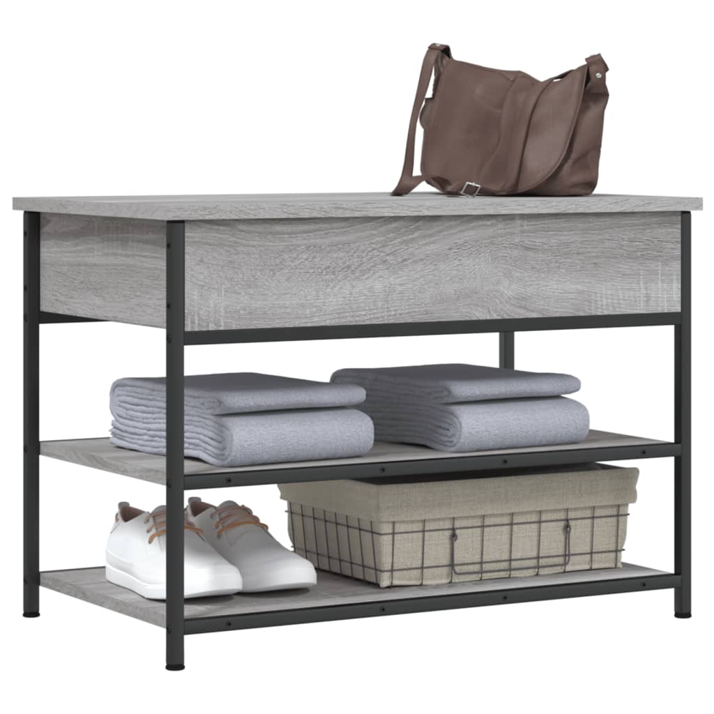 vidaXL Banco zapatero madera de ingeniería gris Sonoma 70x42,5x50 cm