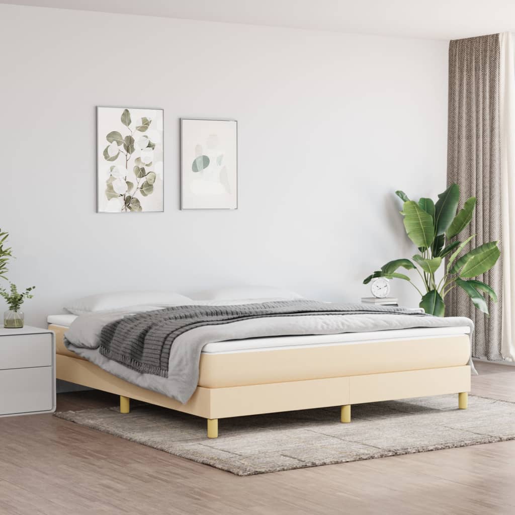 vidaXL Estructura de cama tela color crema 180x200 cm