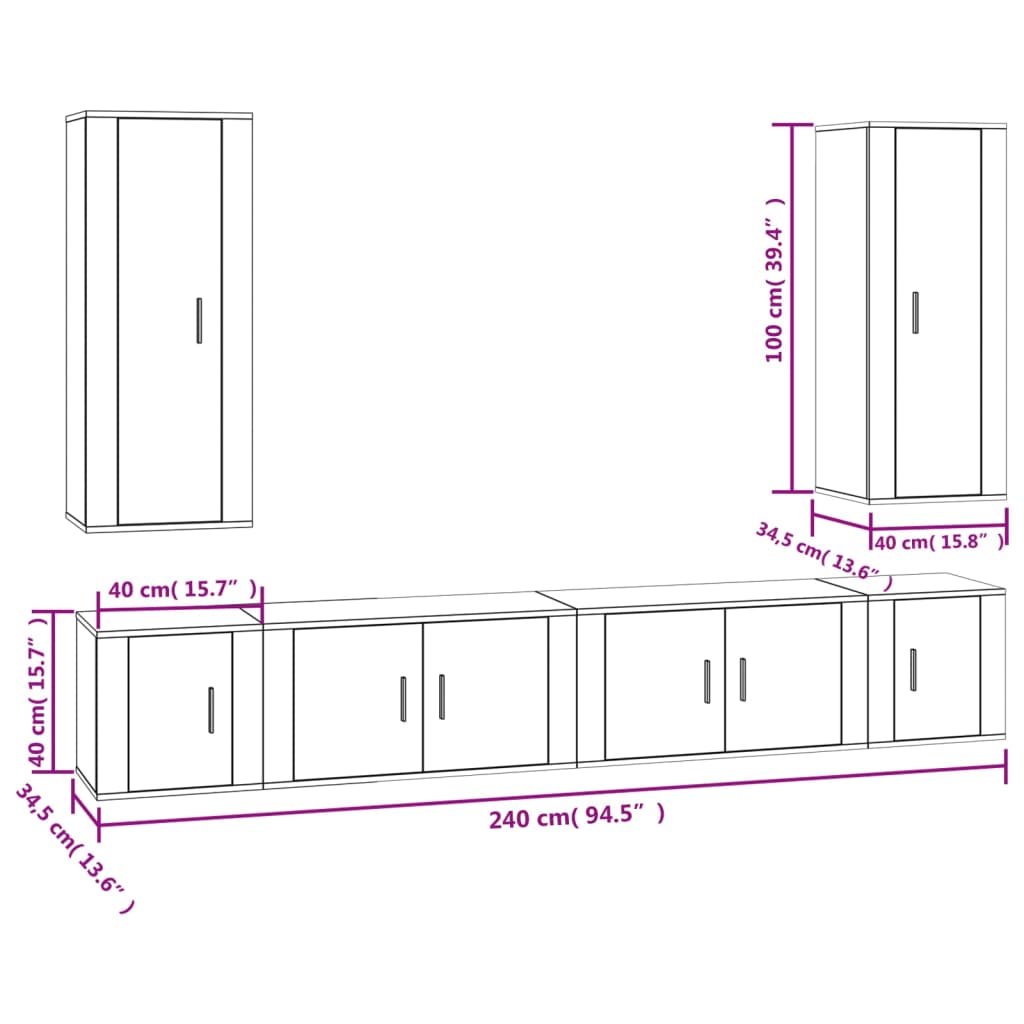 vidaXL Set de muebles de TV 6 pzas madera contrachapada blanco brillo