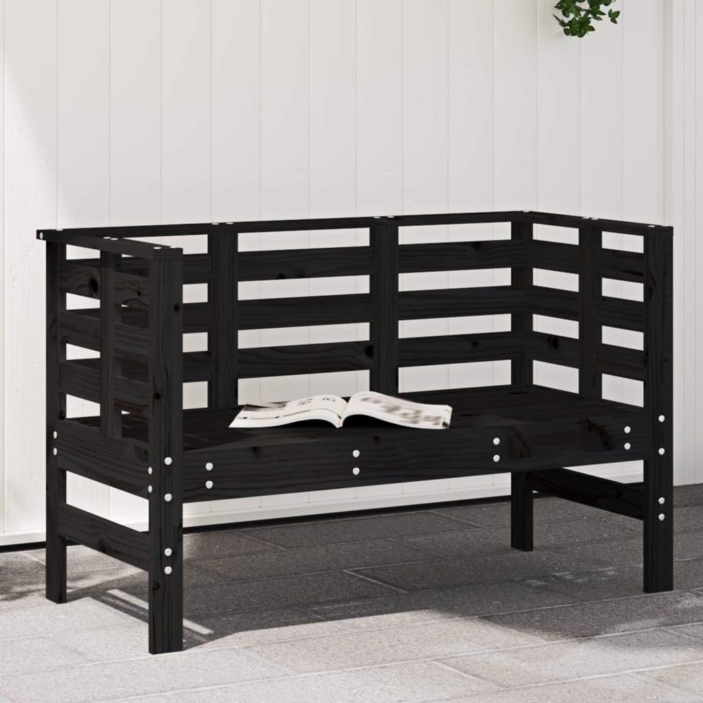 vidaXL Banco de jardín madera maciza de pino negro 111,5x53x71 cm