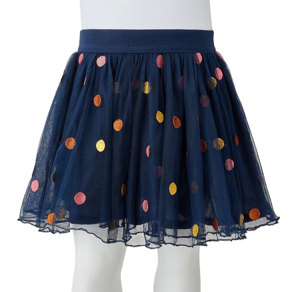 Falda infantil de tul con lunares azul marino 116