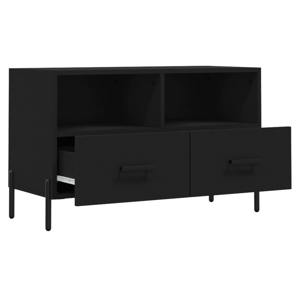 vidaXL Mueble para TV madera contrachapada negro 80x36x50 cm