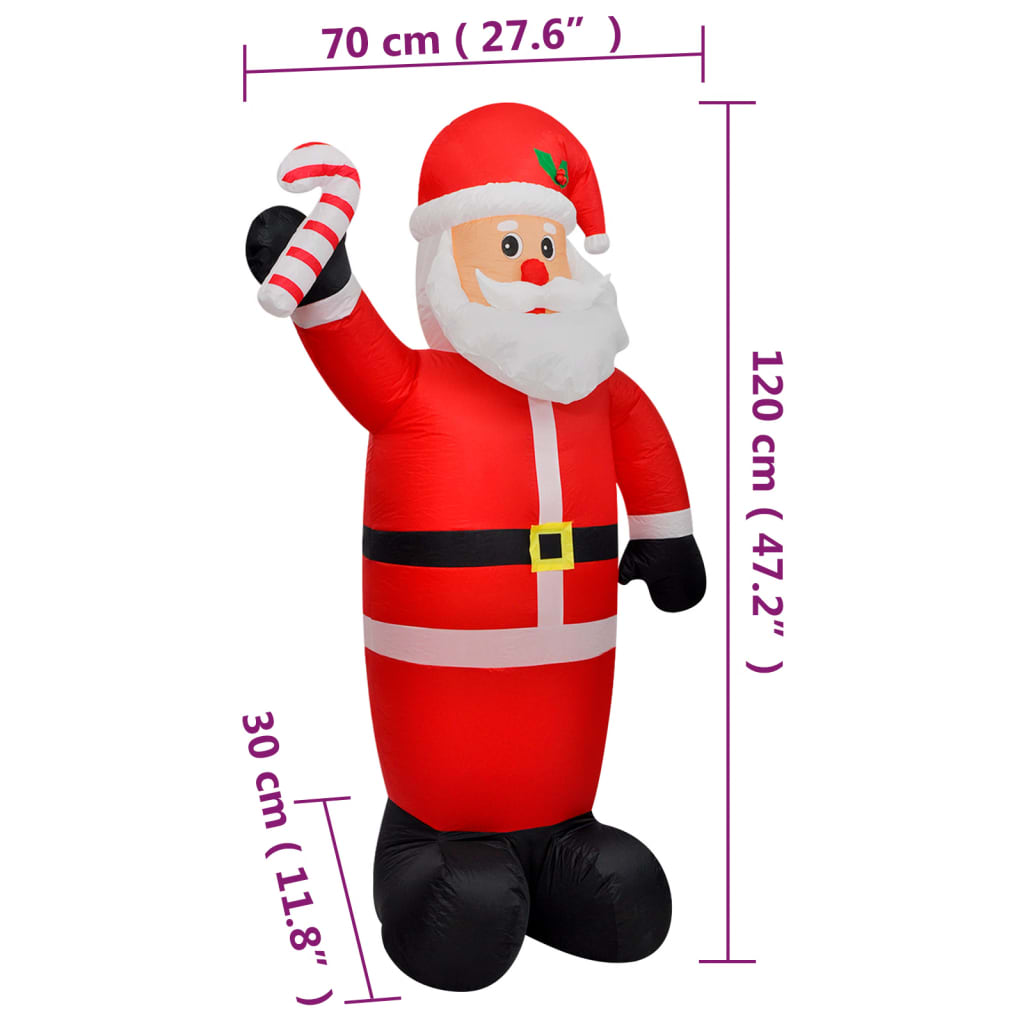 vidaXL Papá Noel inflable con luces LED 120 cm