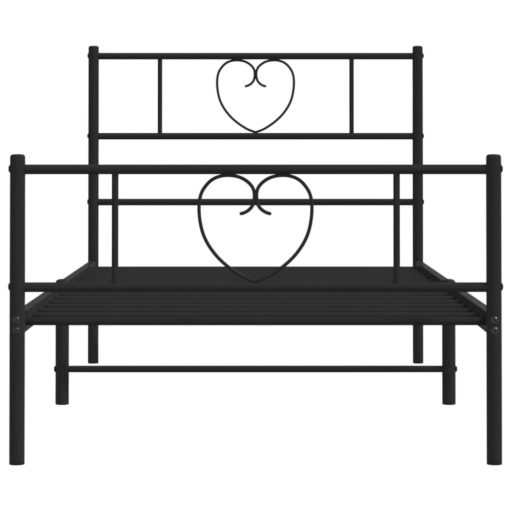 vidaXL Estructura cama sin colchón con estribo metal negro 90x190 cm