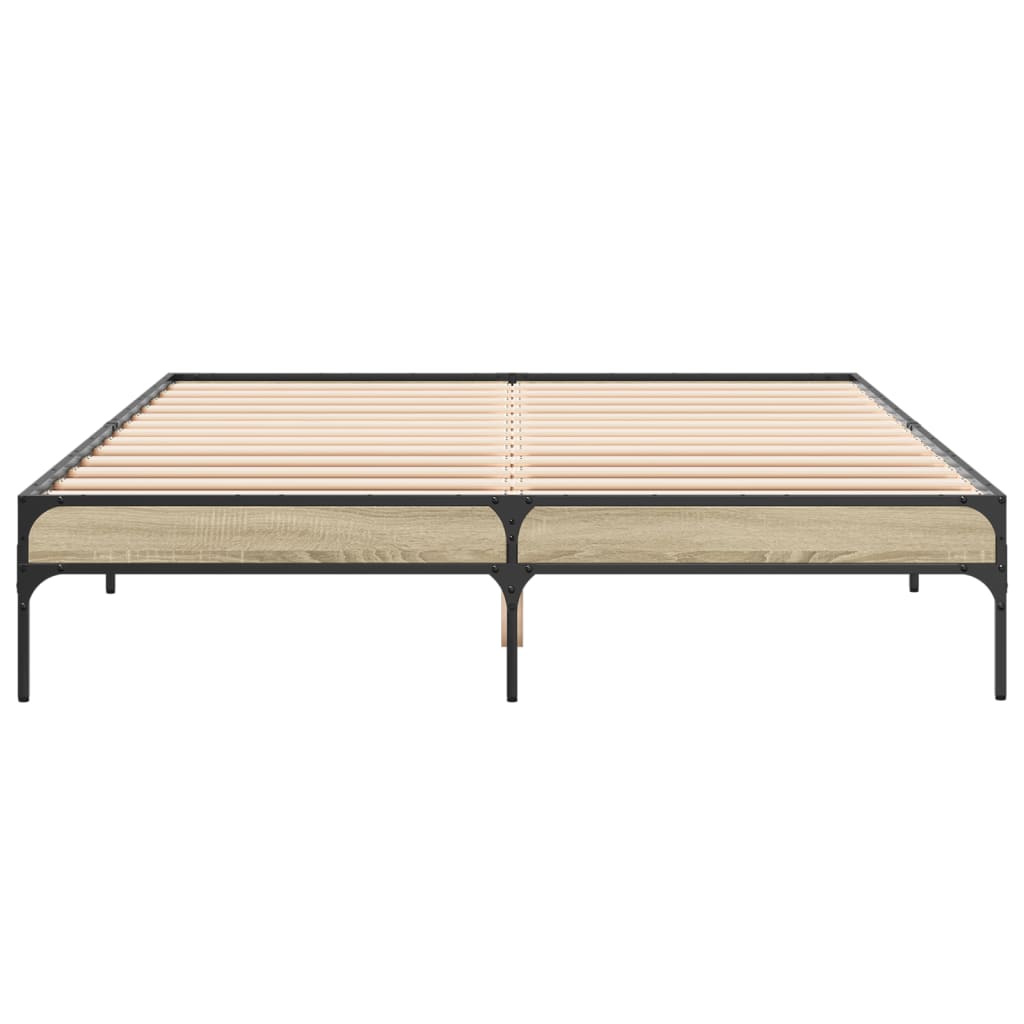 vidaXL Estructura cama madera ingeniería metal roble Sonoma 160x200 cm