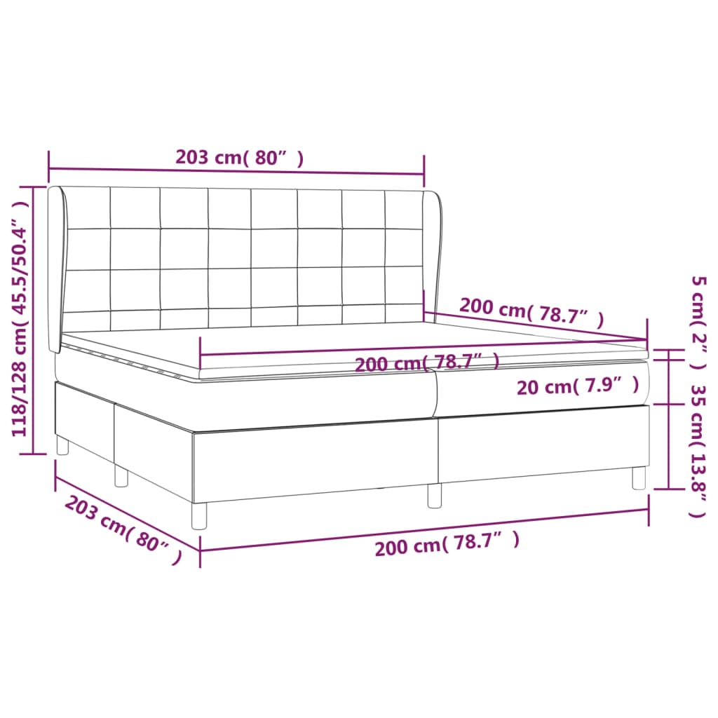 vidaXL Cama box spring con colchón terciopelo verde oscuro 200x200 cm