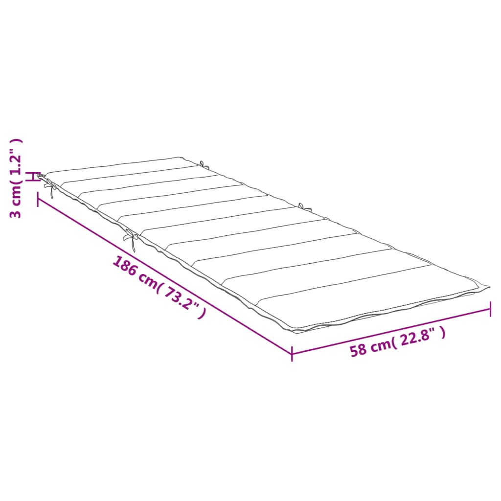 vidaXL Cojín de tumbona de tela Oxford crema 186x58x3 cm