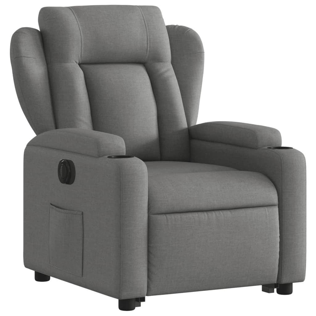 vidaXL Sillón eléctrico reclinable elevable de tela gris oscuro