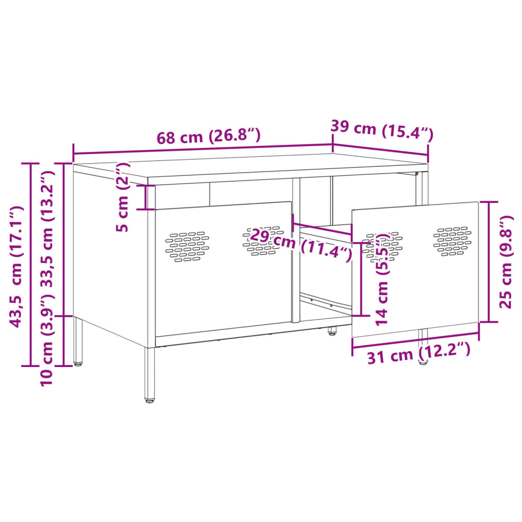 vidaXL Mueble para TV acero laminado en frío antracita 68x39x43,5 cm