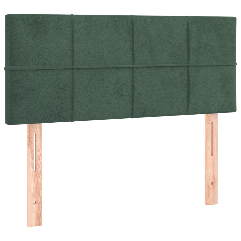 vidaXL Cama box spring colchón y LED terciopelo verde oscuro 100x200cm