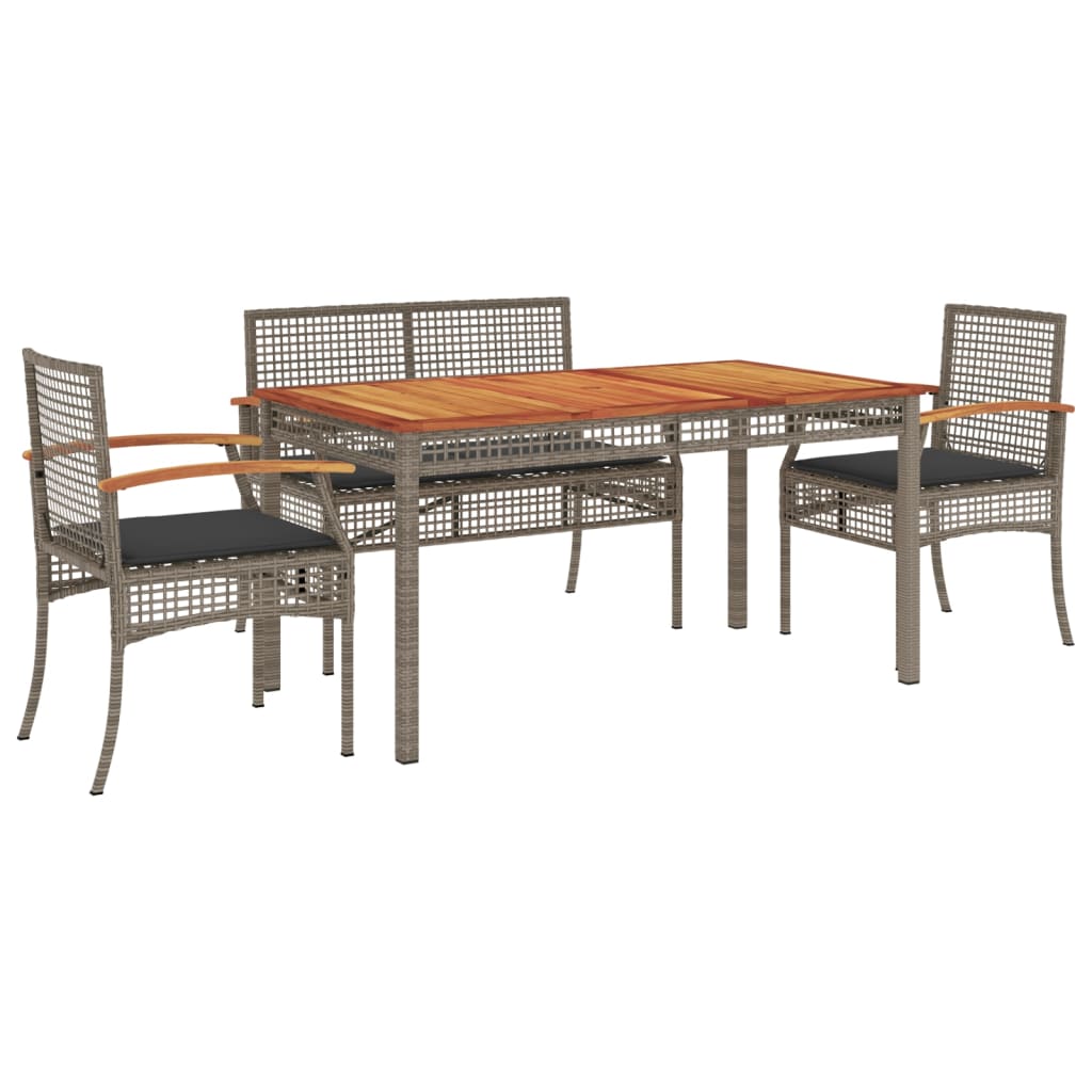 vidaXL Set comedor de jardín 5 piezas con cojines ratán sintético gris