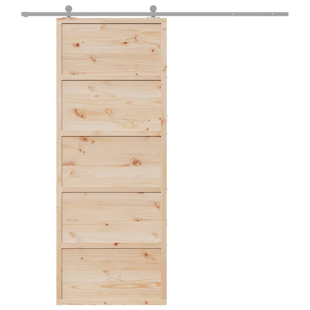 vidaXL Puerta de granero madera maciza de pino 80x208 cm