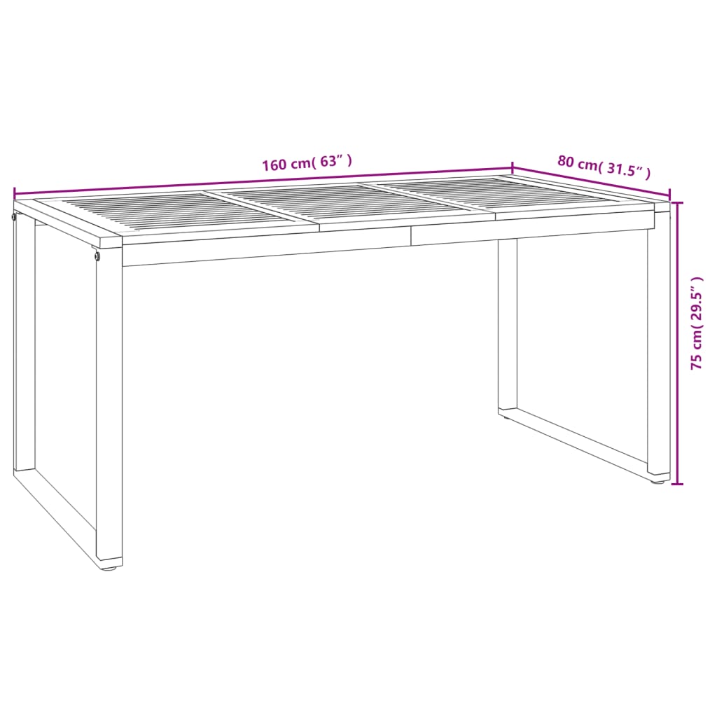 vidaXL Juego de comedor de jardín 5 pzas madera maciza acacia y metal