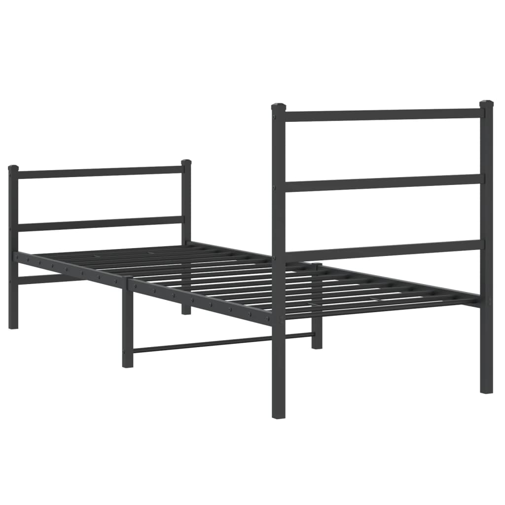 vidaXL Estructura cama sin colchón con estribo metal negro 75x190 cm