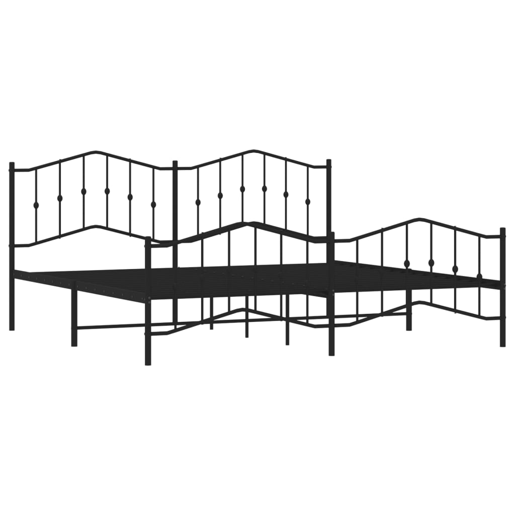 vidaXL Estructura cama sin colchón con estribo metal negro 193x203 cm