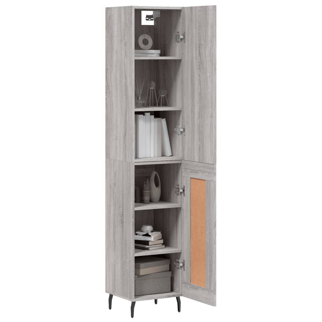 vidaXL Aparador alto madera contrachapada gris Sonoma 34,5x34x180 cm