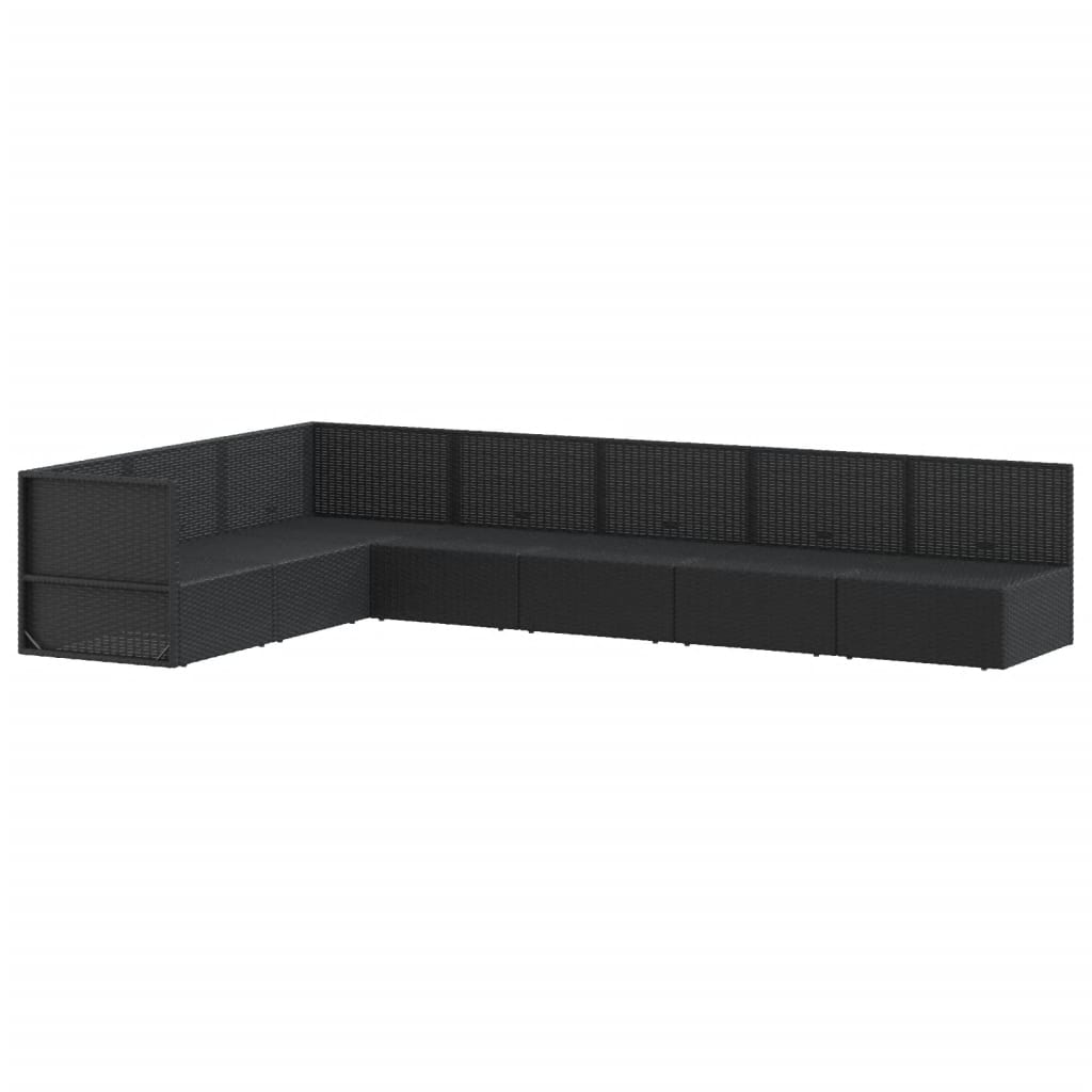 vidaXL Set de muebles de jardín y cojines 7 pzas ratán sintético negro