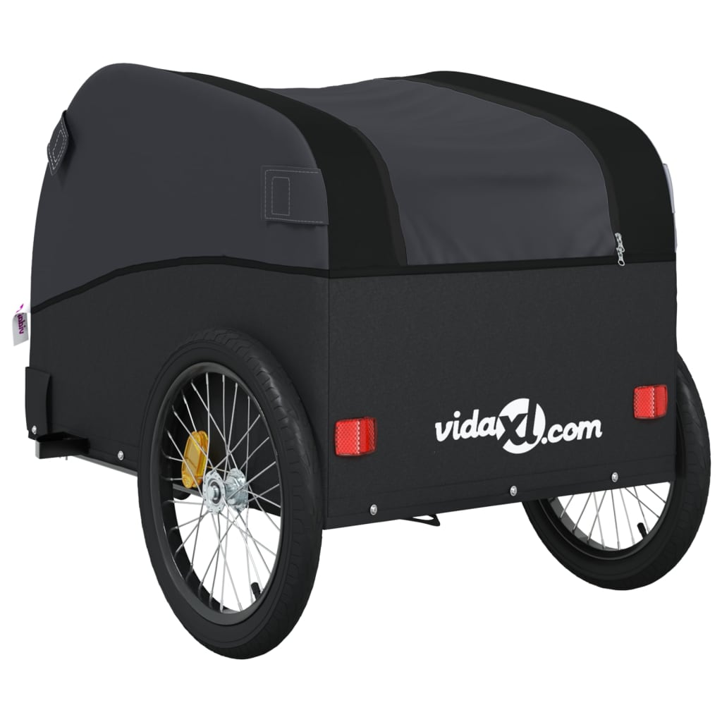 vidaXL Remolque para bicicleta hierro negro 30 kg