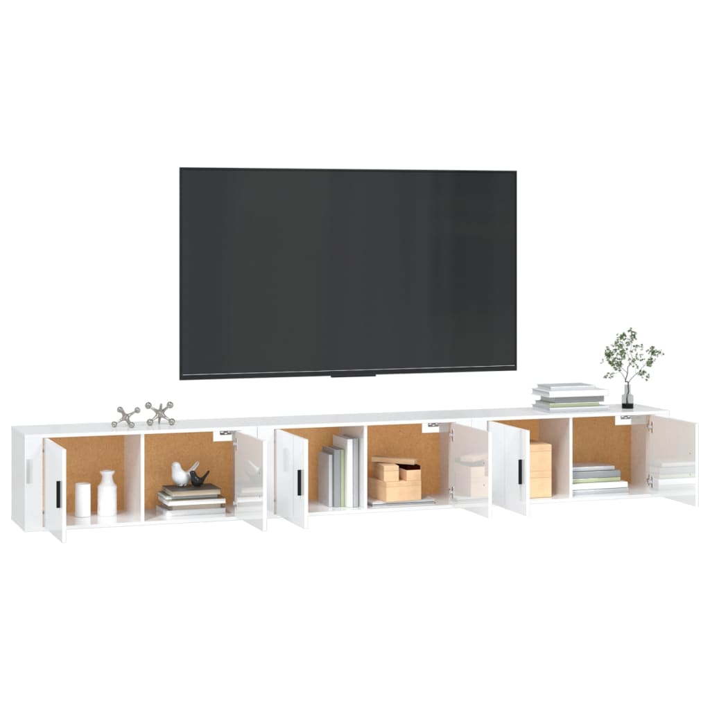 vidaXL Muebles para TV de pared 3 uds blanco brillante 100x34,5x40 cm
