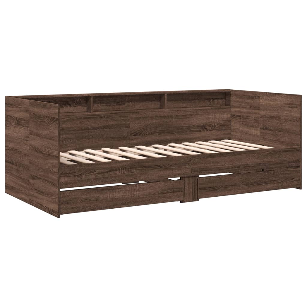 vidaXL Sofá cama con cajones sin colchón roble marrón 75x190 cm