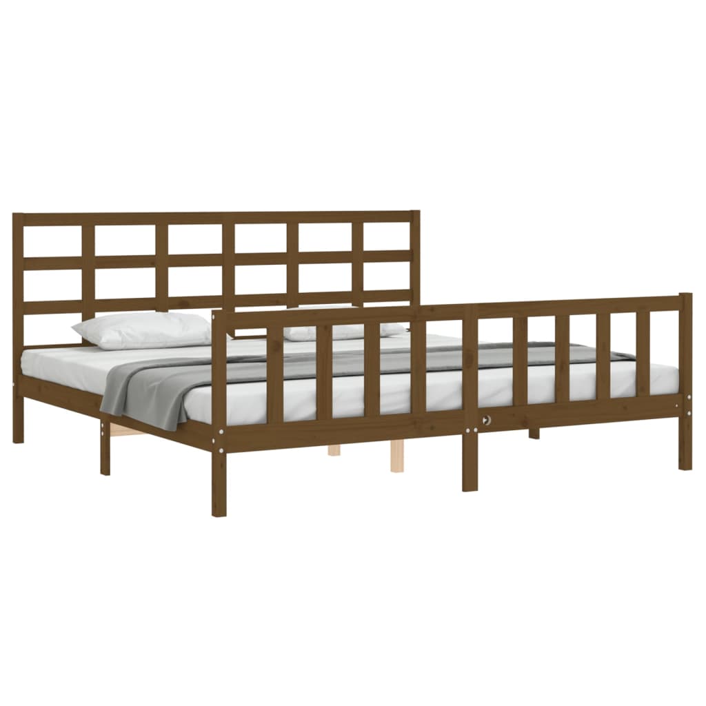 vidaXL Estructura cama y cabecero madera maciza marrón miel 200x200 cm