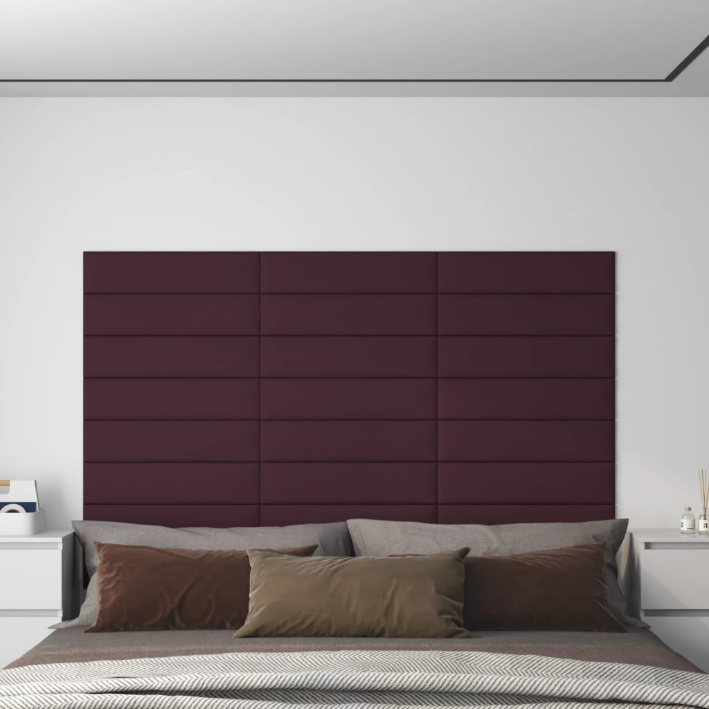 vidaXL Paneles de pared 12 uds tela morado 60x15 cm 1,08 m²