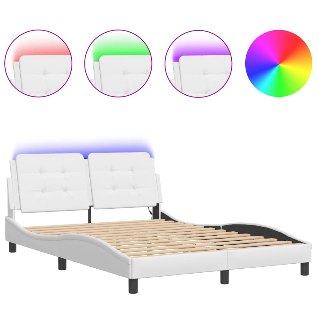 vidaXL Estructura de cama con LED sin colchón blanco 120x200 cm