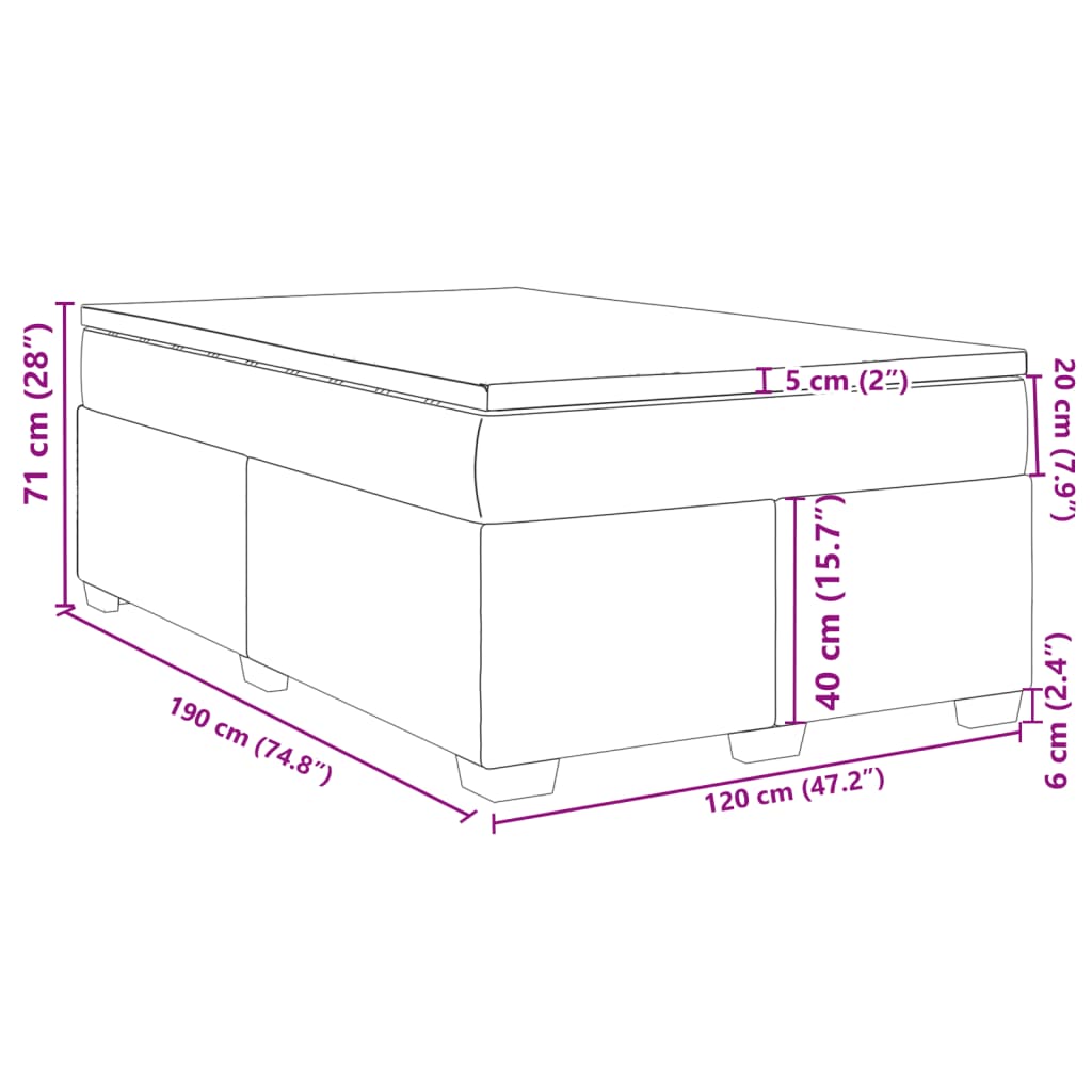 vidaXL Cama box spring con colchón terciopelo verde oscuro 120x190 cm