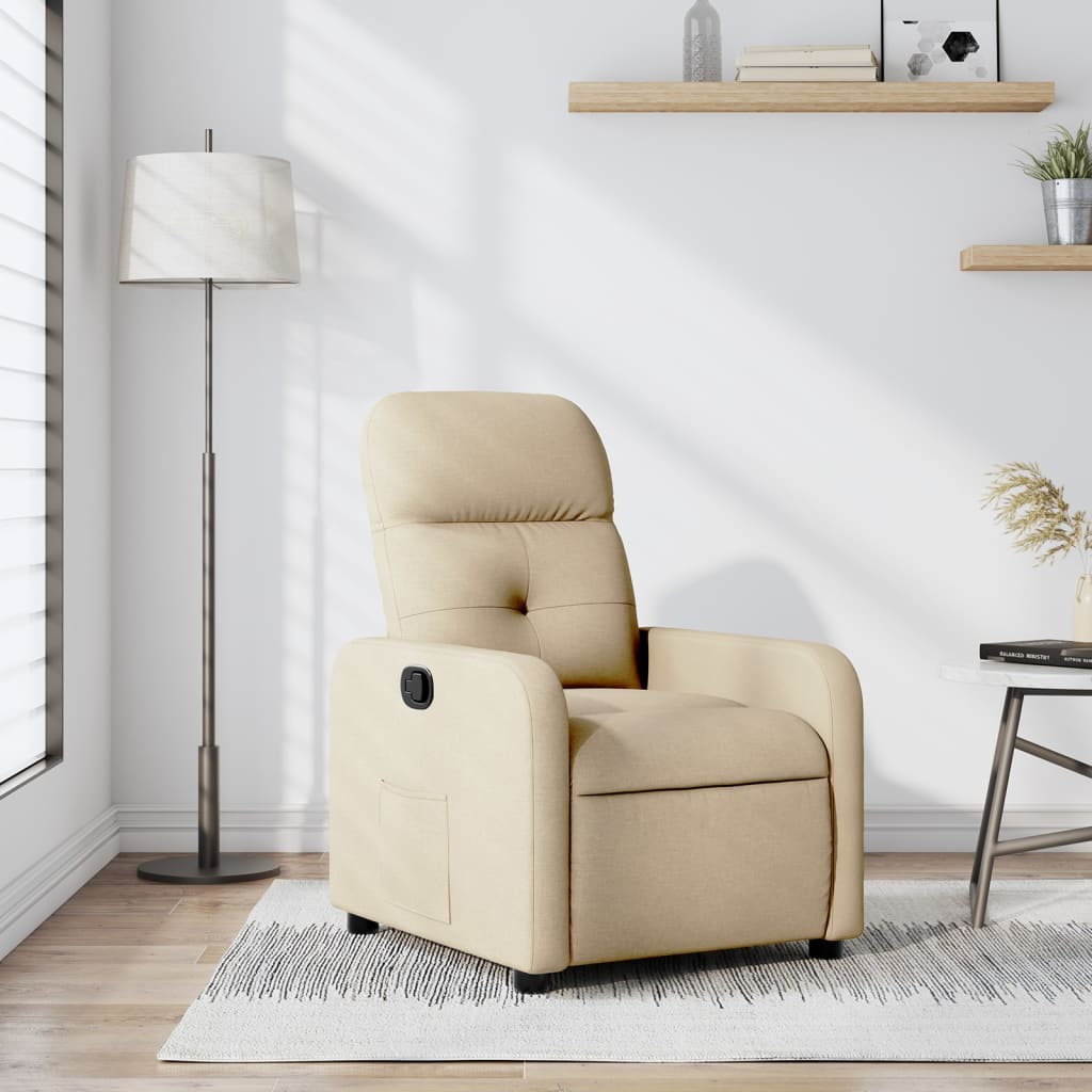 vidaXL Sillón reclinable de tela crema