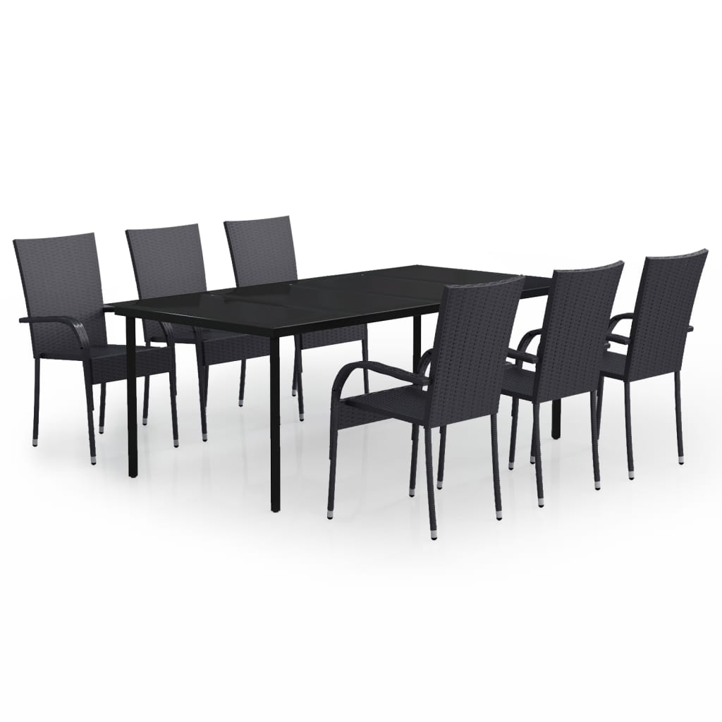 vidaXL Juego de comedor para jardín 7 piezas negro