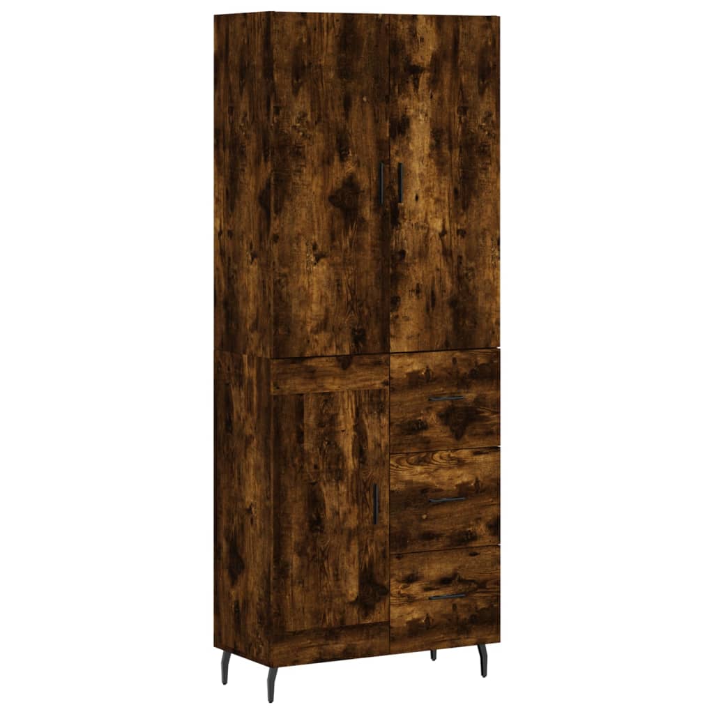 vidaXL Aparador alto madera contrachapada roble ahumado 69,5x34x180 cm