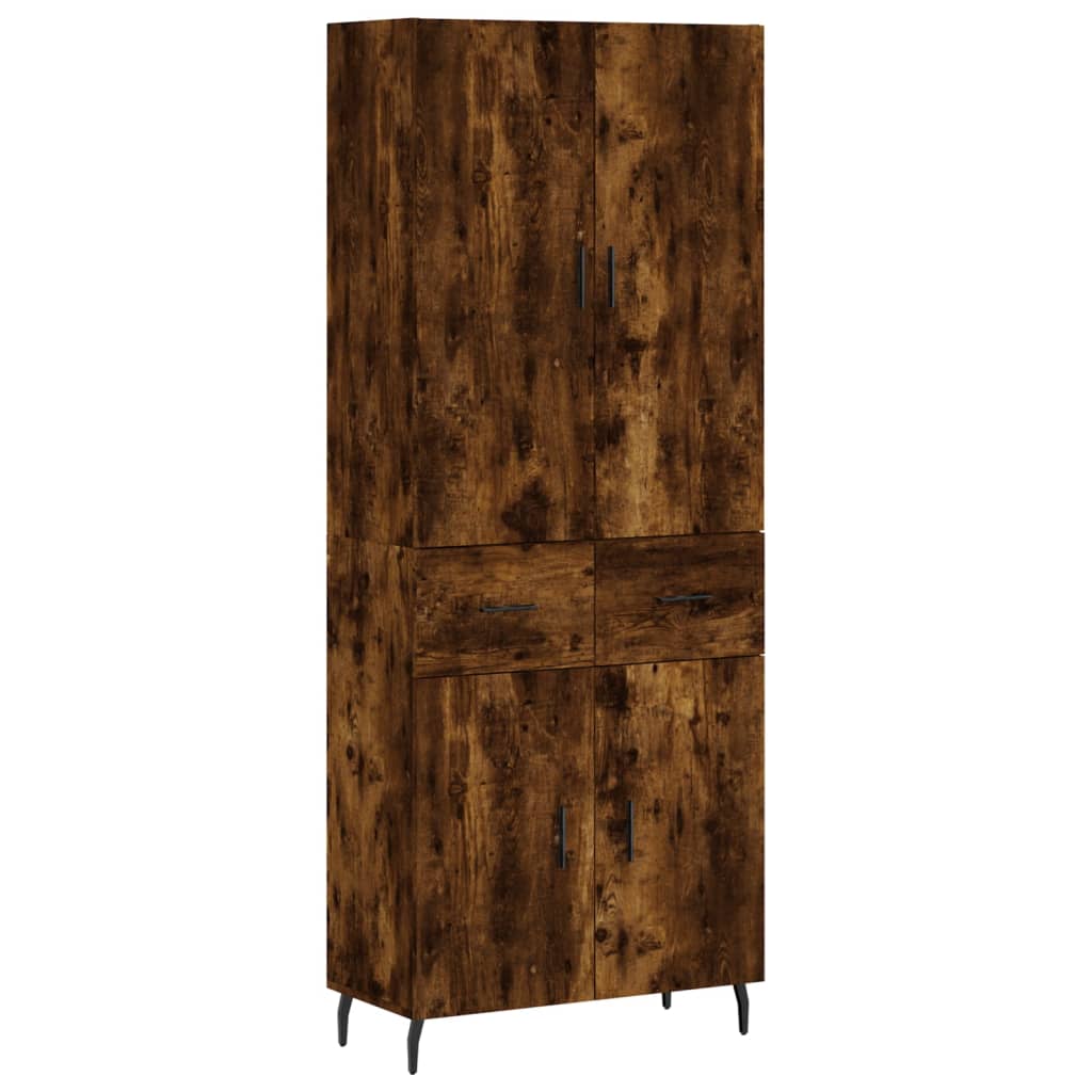 vidaXL Aparador alto madera contrachapada roble ahumado 69,5x34x180 cm