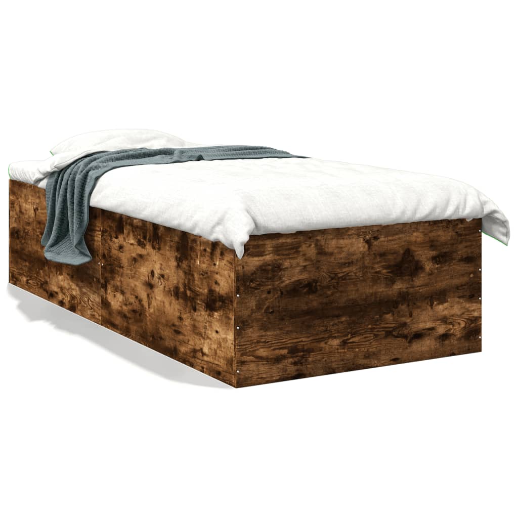 vidaXL Estructura de cama madera de ingeniería roble ahumado 90x190 cm