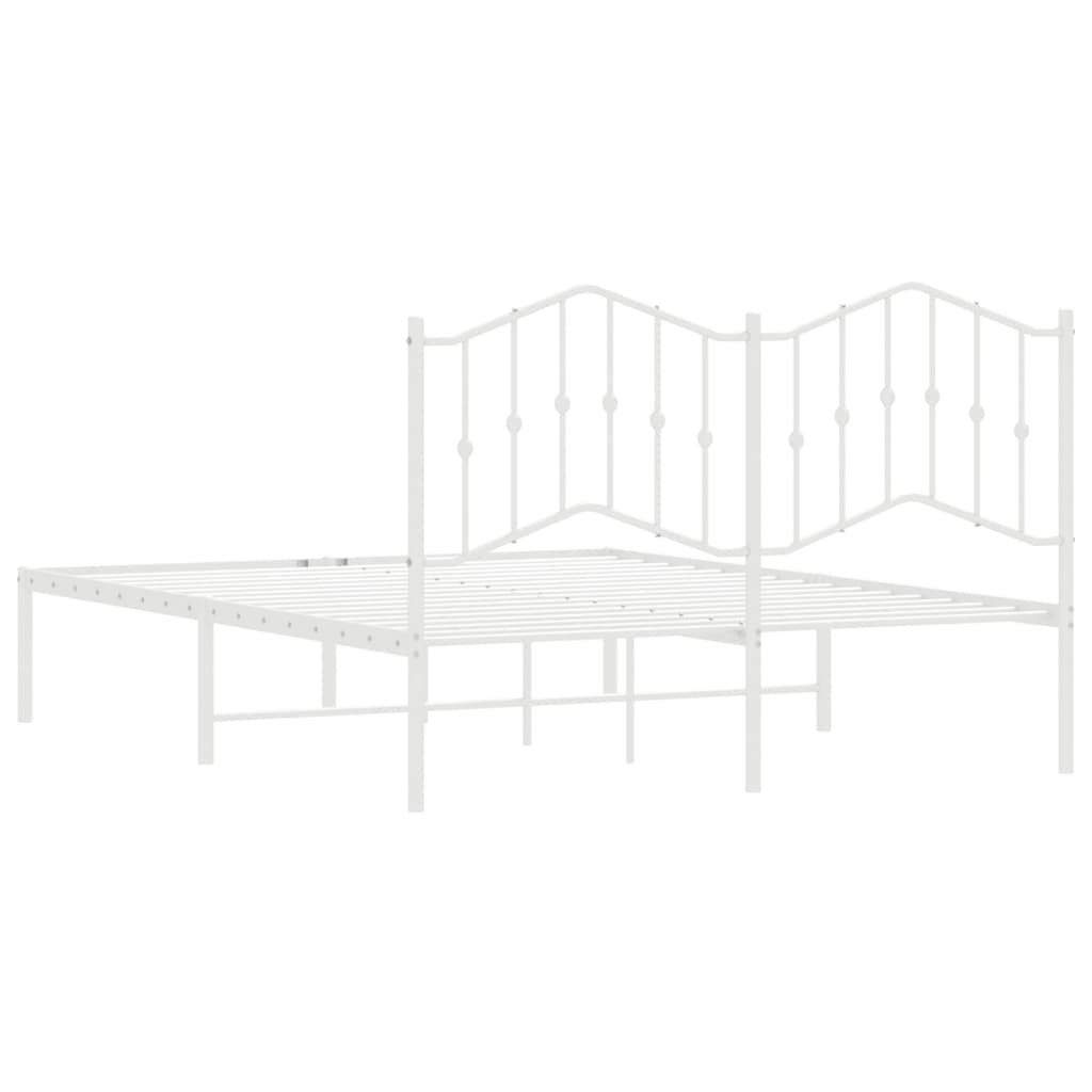 vidaXL Estructura cama sin colchón con cabecero metal blanco 135x190cm