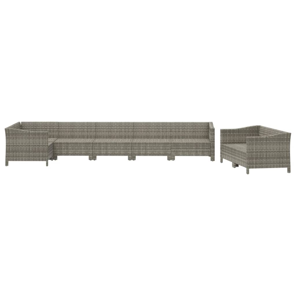 vidaXL Set de muebles de jardín 8 pzas y cojines ratán sintético gris