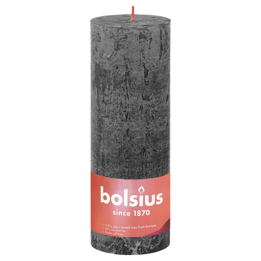 Bolsius Velas rústicas Shine 4 unidades gris tormentoso 190x68 mm